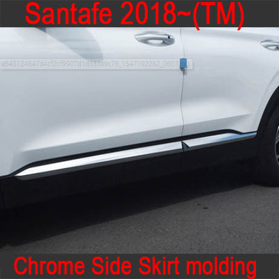 Chrome Side Door Under Sill Line Molding Trim D-049 For HYUNDAI 2019 Santa Fe TM